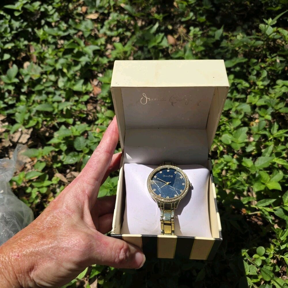 Jessica Carlyle Women's Gold-Tone Blue Dial Wristwatch w/ Box (2000) Model 2103